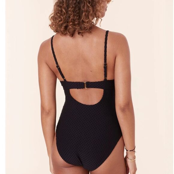 Andie Swim The Bermuda One Piece Terry Dots Swimsuit Black size M NWT - Picture 2 of 11